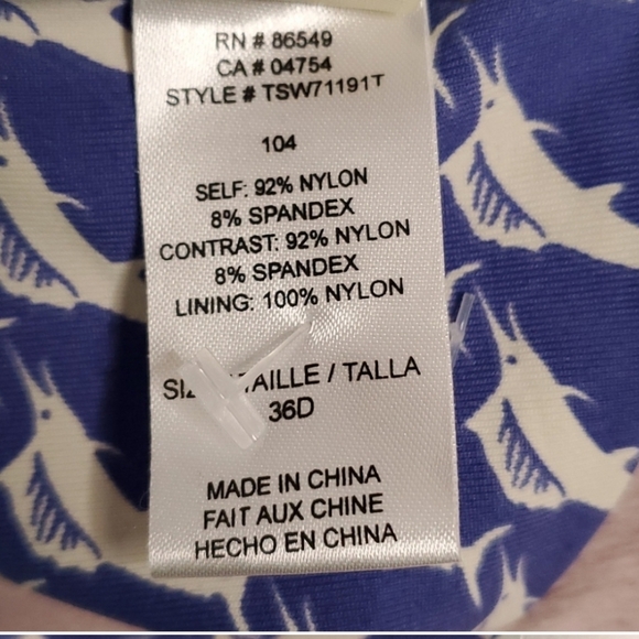 Tommy Bahama bikini halter top halter top. Sze 36D Whale pattern - Picture 5 of 7